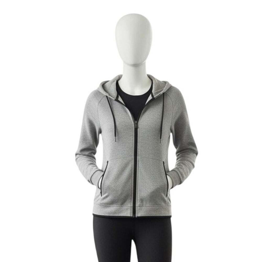 Women's Tesla Gray Full Zip Hoodie Jacket Size L Cotton Blend Athletic Logo